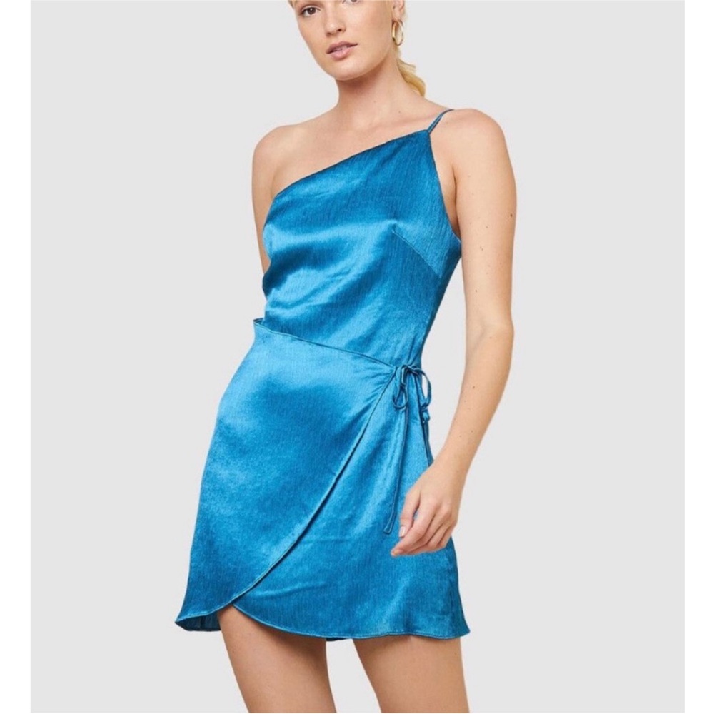 The East Order Satin Wrap Mini Dress- Size Small